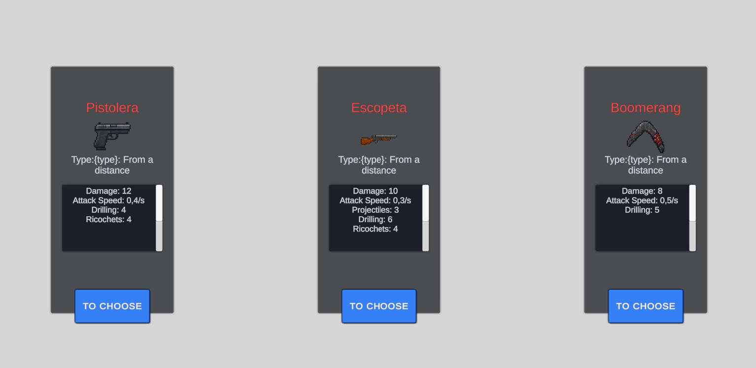 Seleção de armas, selecione novas armas quando abrir um baú