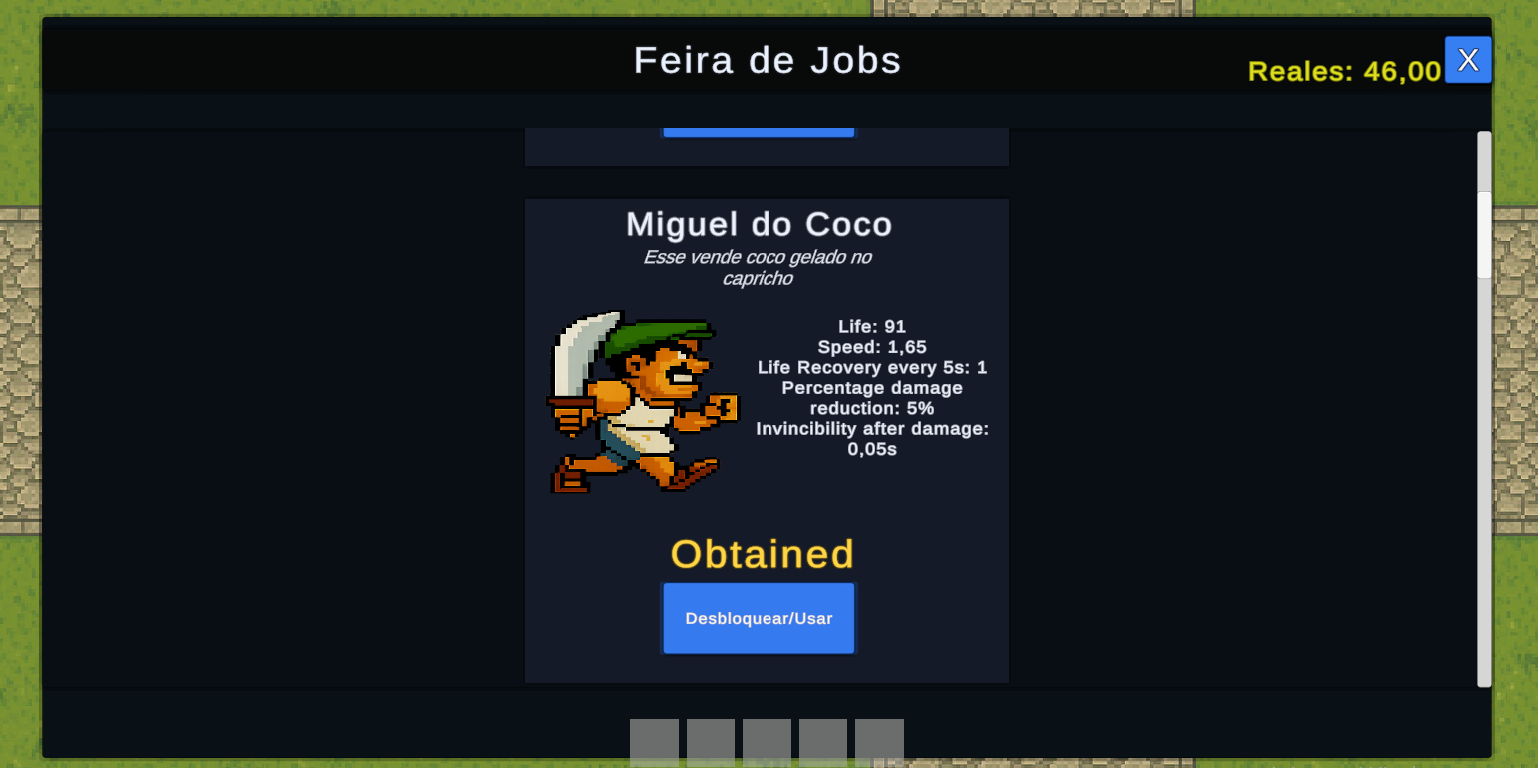 Loja de classes, compre novos personagens com diferentes estilos de jogo